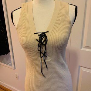 JCrew Tie Front Cream Sweater Tank Sz XS